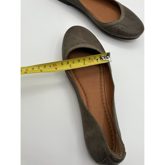 Frye Carson Ballet Flats Women's 9 Brown Leather Slip On Distressed Grey - Picture 11 of 12